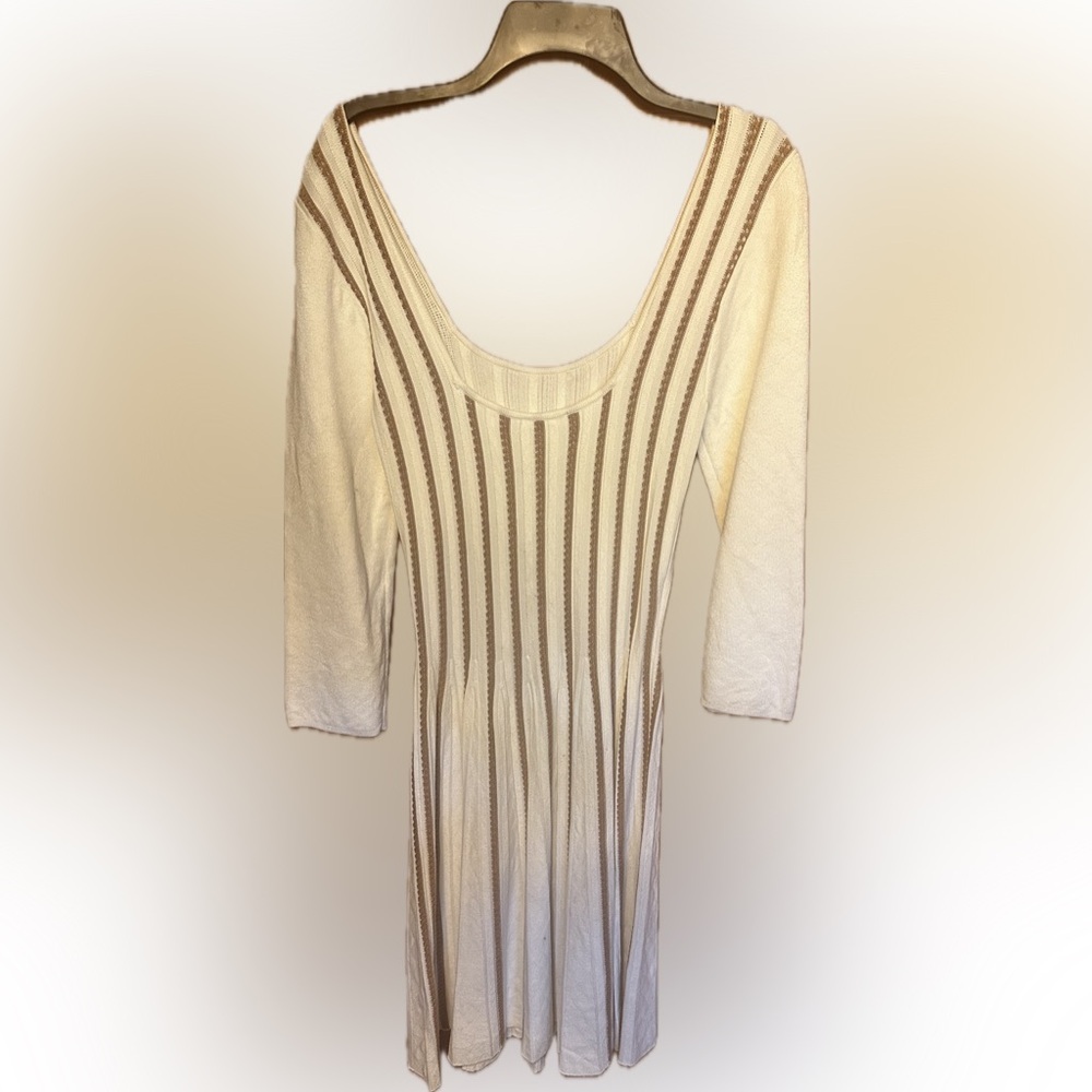 VENUS Cream and BrowTan Long Sleeve Sweater Dress - Picture 8 of 9